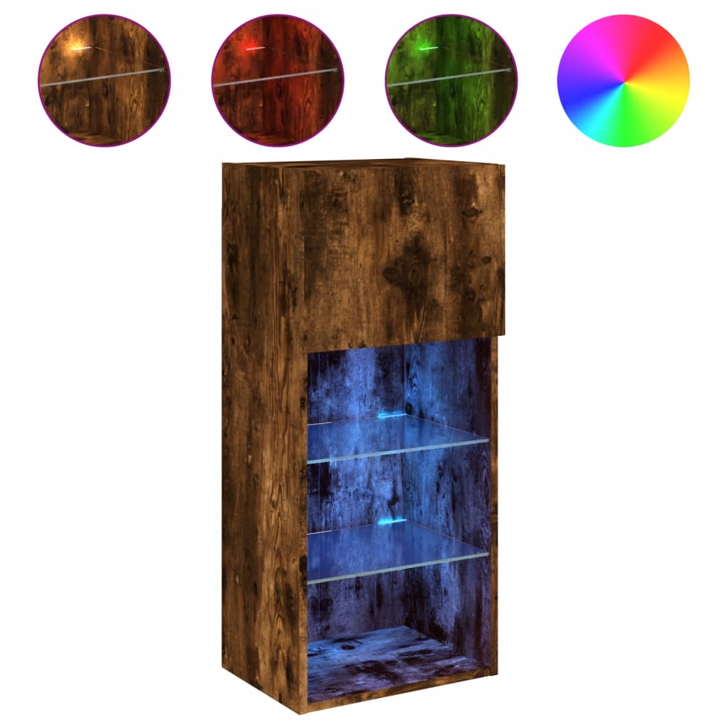 vidaXL Mueble para TV con luces LED 40,5x30x90 cm, Mueble de Salon, Mueble TV, Mueble TV salon, Mesa de TV, Mueble tele