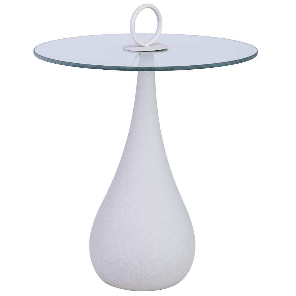 Wonderlust Deco - Mesa auxiliar de metal y cristal 40x40x42.5/51h cm Blanco Blanco 40x40x42.5/51h cm