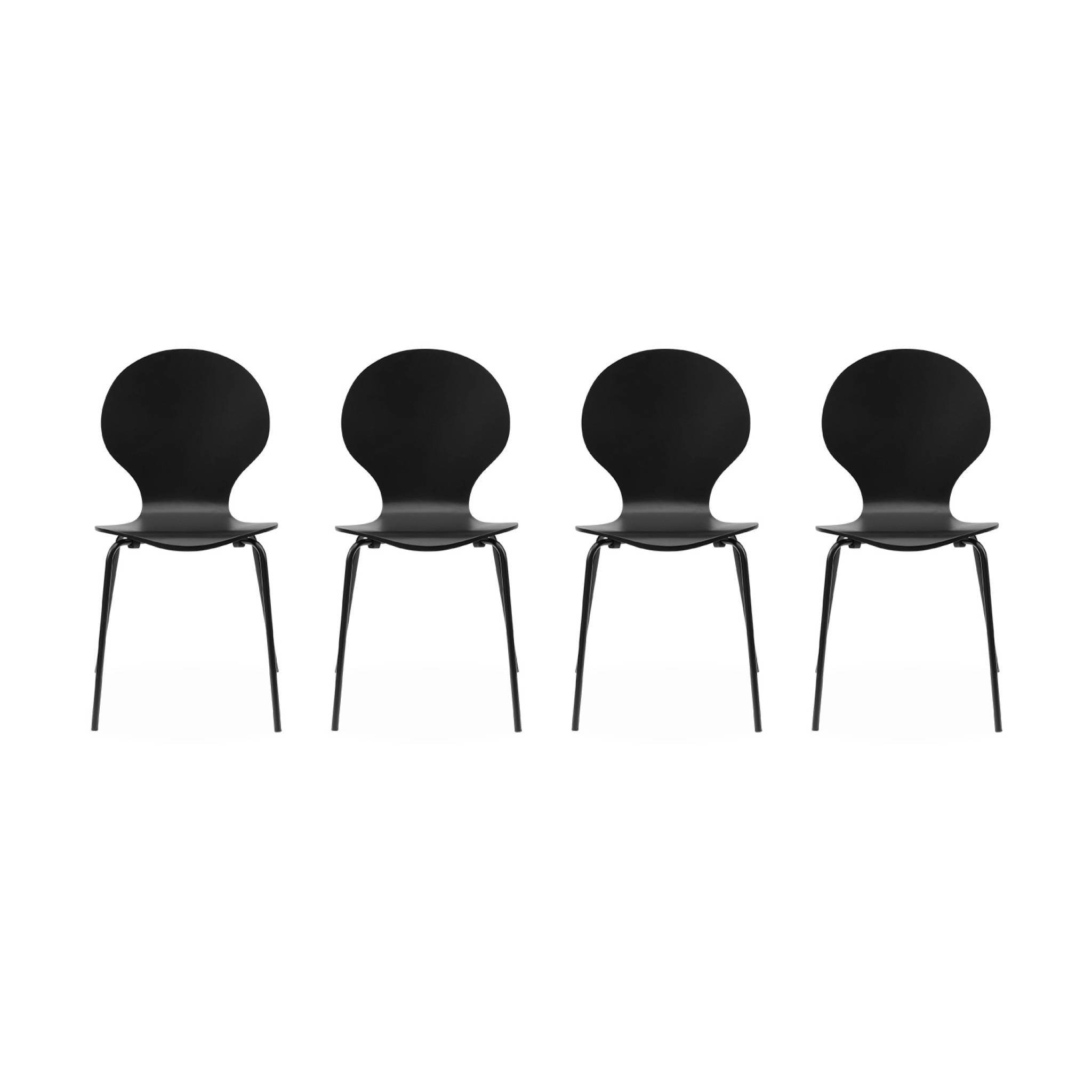 sweeek - Sillas apilables retro, madera y contrachapado, set de 4 , Naomi , 43x48x87
