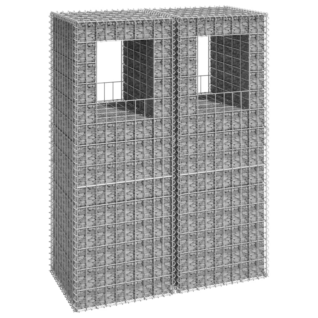 vidaXL Cestas Postes de Gaviones Hierro Patio Jardín Jardinera (2 unidades) Dimensiones 40 x 40 x 60 cm,  40 x 40 x 100 cm,  50 x 50 x 60 cm y mas