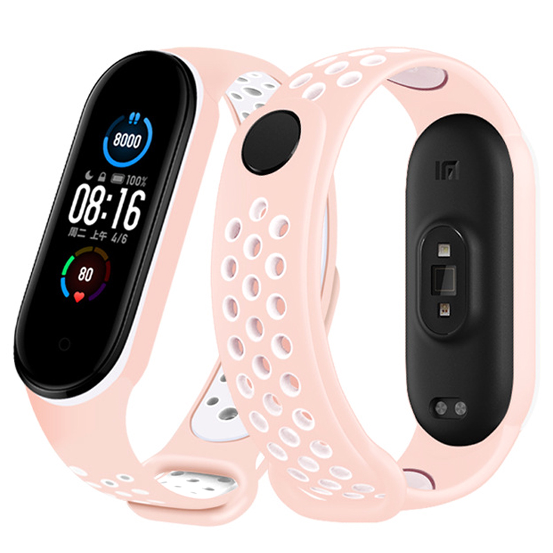 Correas de silicona deportiva para Xiaomi Mi Band 5 Mi Band 6 pulseras porosas ajustables con cierre de botón y tejido impermeable