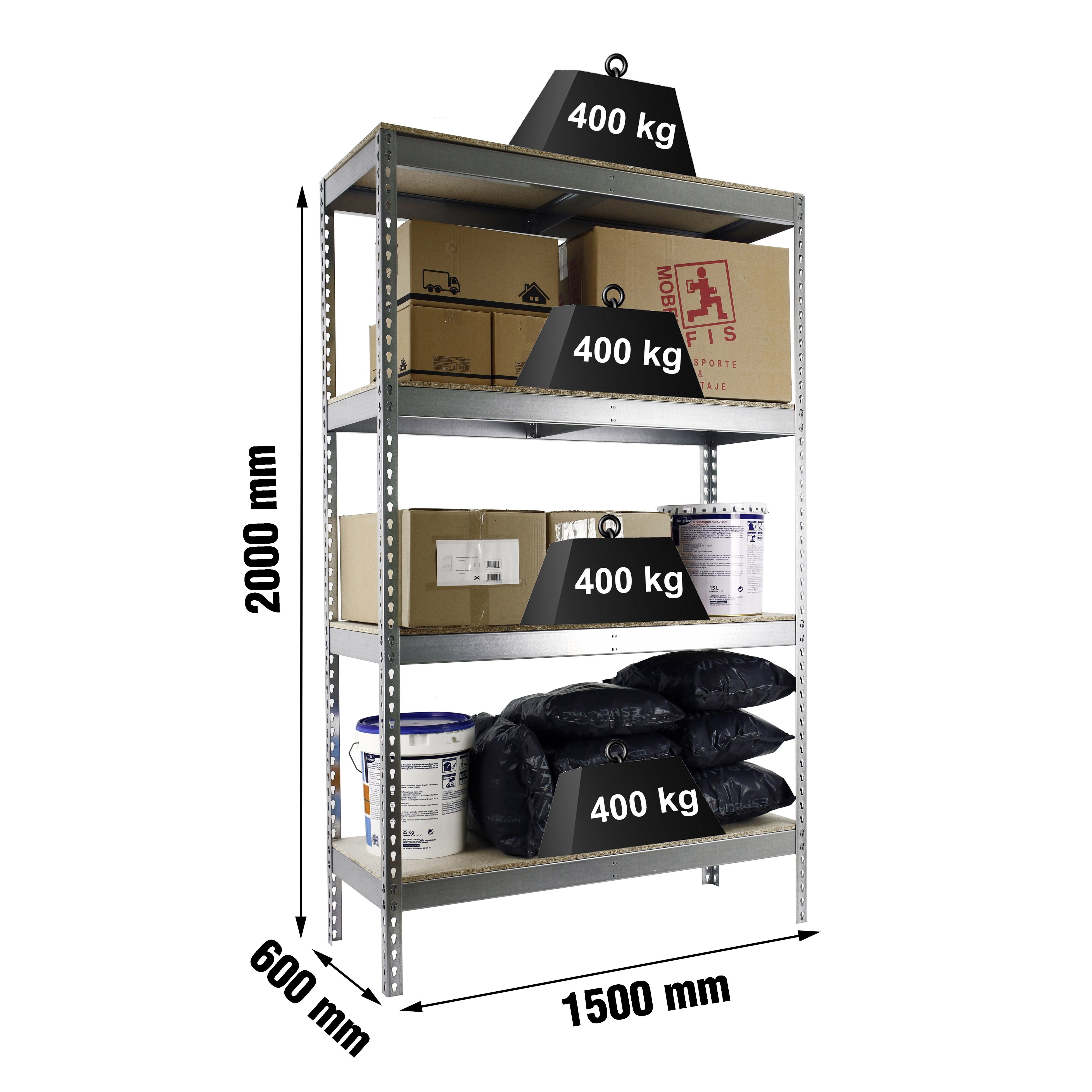 Estantería SIMONRACK Ecoforte 1506-4 chipboard galva/madera
