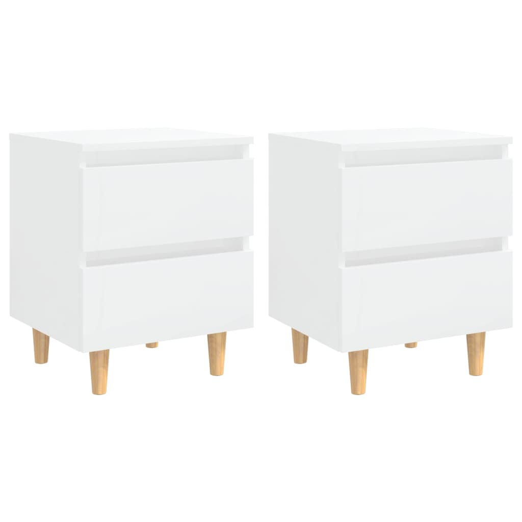 Vidaxl Mesitas de Noche con Patas de Madera Pino 40x35x50 Cm Blanco