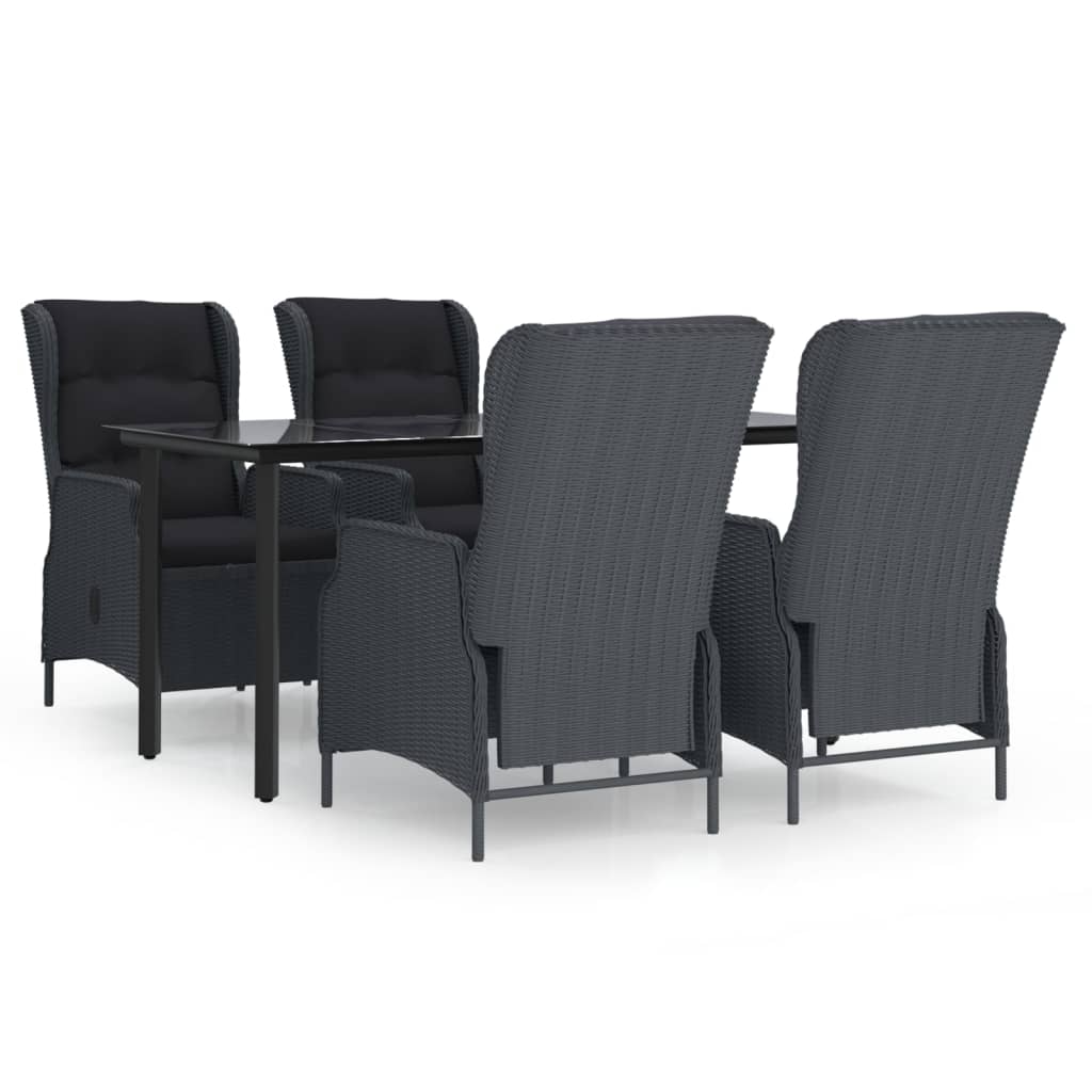 vidaXL Set de comedor para jardín 5 piezas ratán sintético gris oscuro