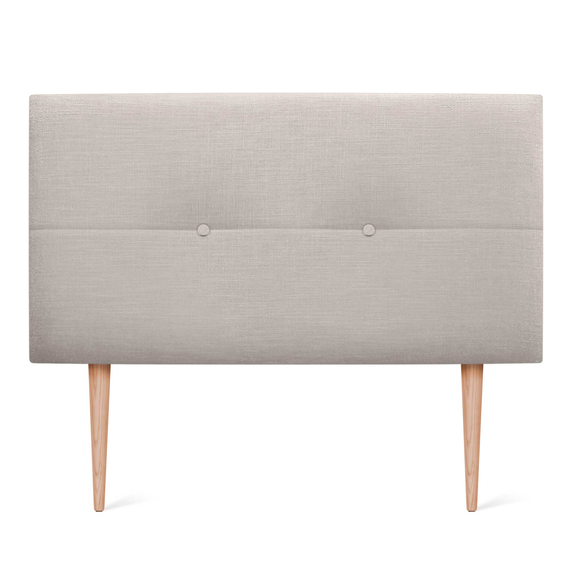 DHOME Cabecero de Lino Natural con Botones y Patas de Madera Cabezal Tapizado Cama Dormitorio Moderno