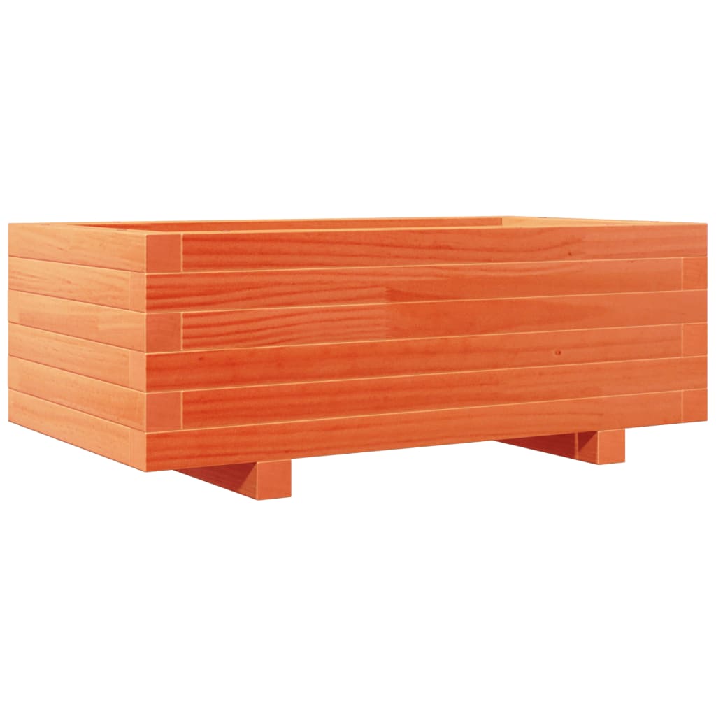 vidaXL Jardinera de madera maciza de pino 70x40x26,5 cm Color Pino natural,  Blanco,  Marrón cera y mas