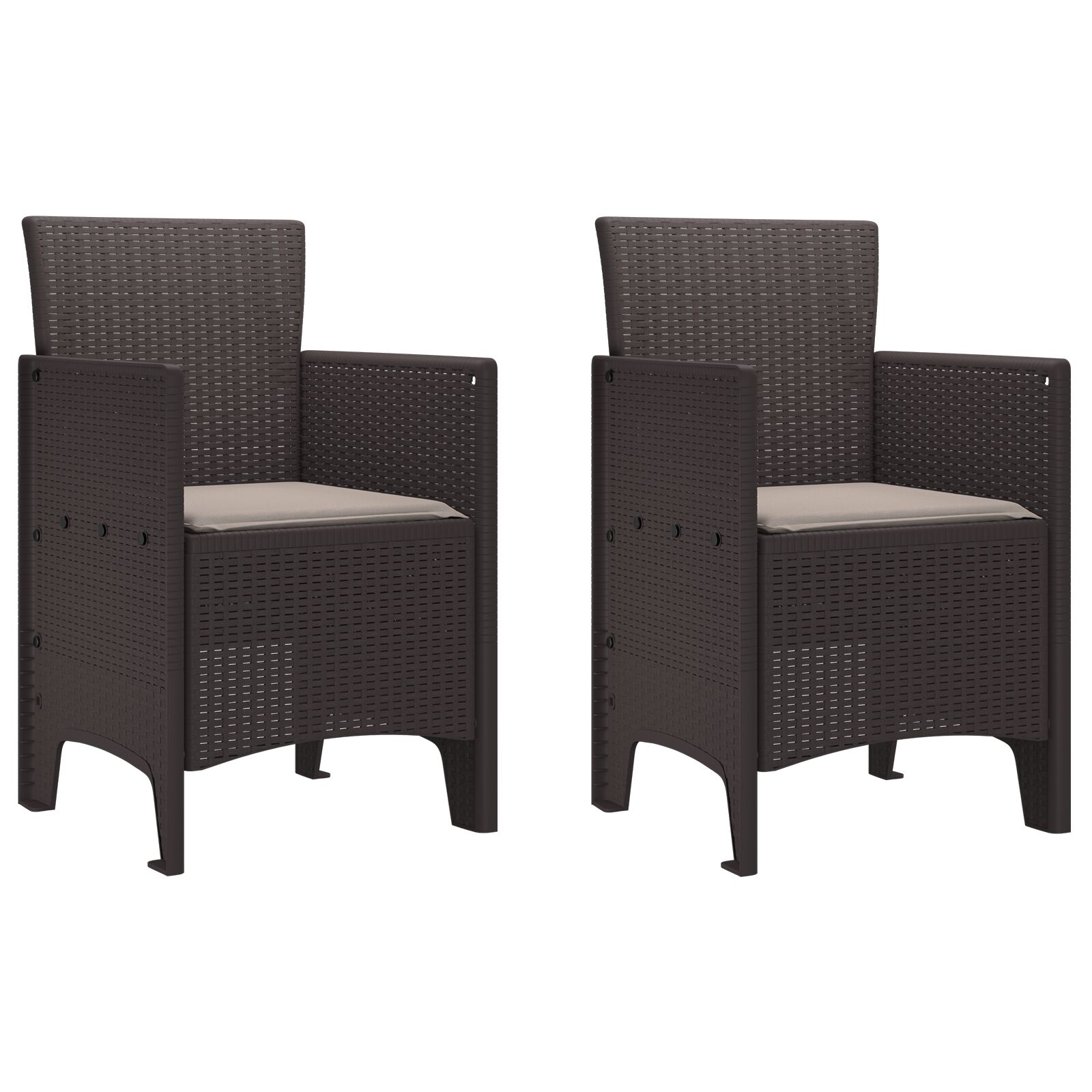 Sillas de Jardín de vidaXL con Cojines Set de 2 Marrón, Taupe