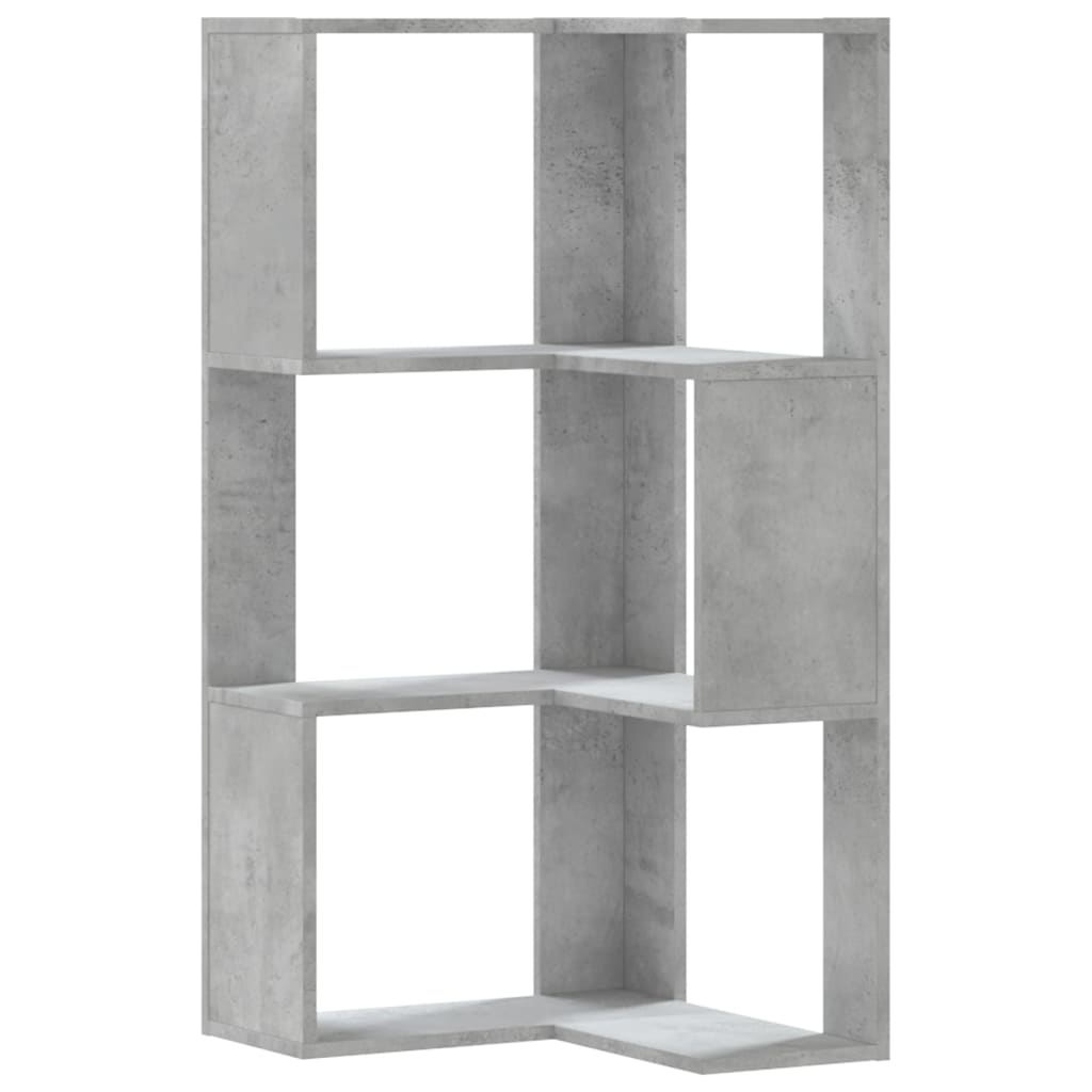 vidaXL Estantería esquina 3 niveles madera gris hormigón 50x50x102 cm