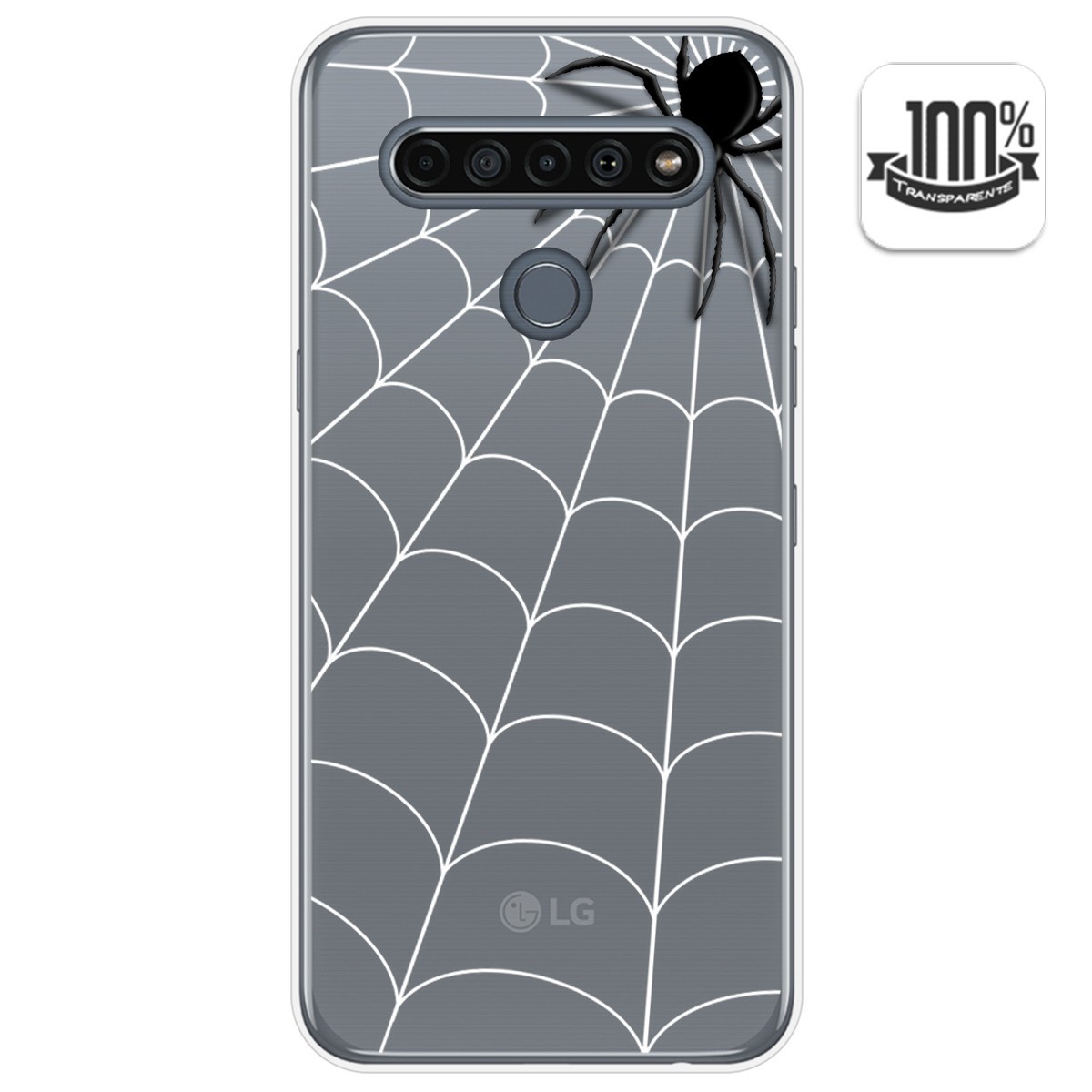 Tumundosmartphone Funda Gel Transparente para Lg K61 diseño Araña Dibujos