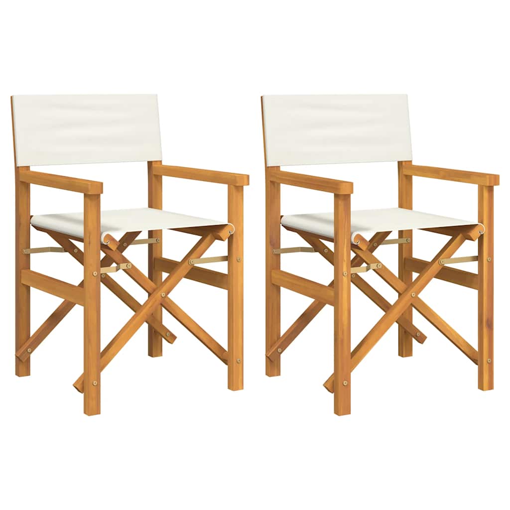 vidaXL Sillas de director plegables 2 uds madera maciza teca crema