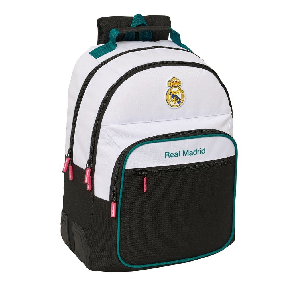 SAFTA  MOCHILA DOBLE CON CANTONERAS ADAPTABLE A CARRO REAL MADRID 1 REAL MADRID 1ª EQUIP. 26/ 27 15x32x42 Cms.