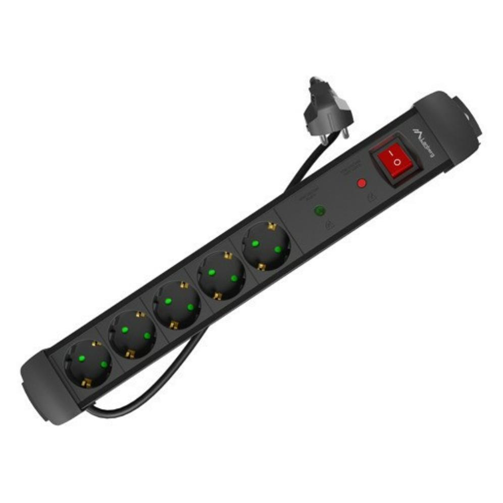 Regleta Lanberg SP1-05F-0150-BK 5 tomas 1,5m Protección Sobrecargas Tipo F Interior