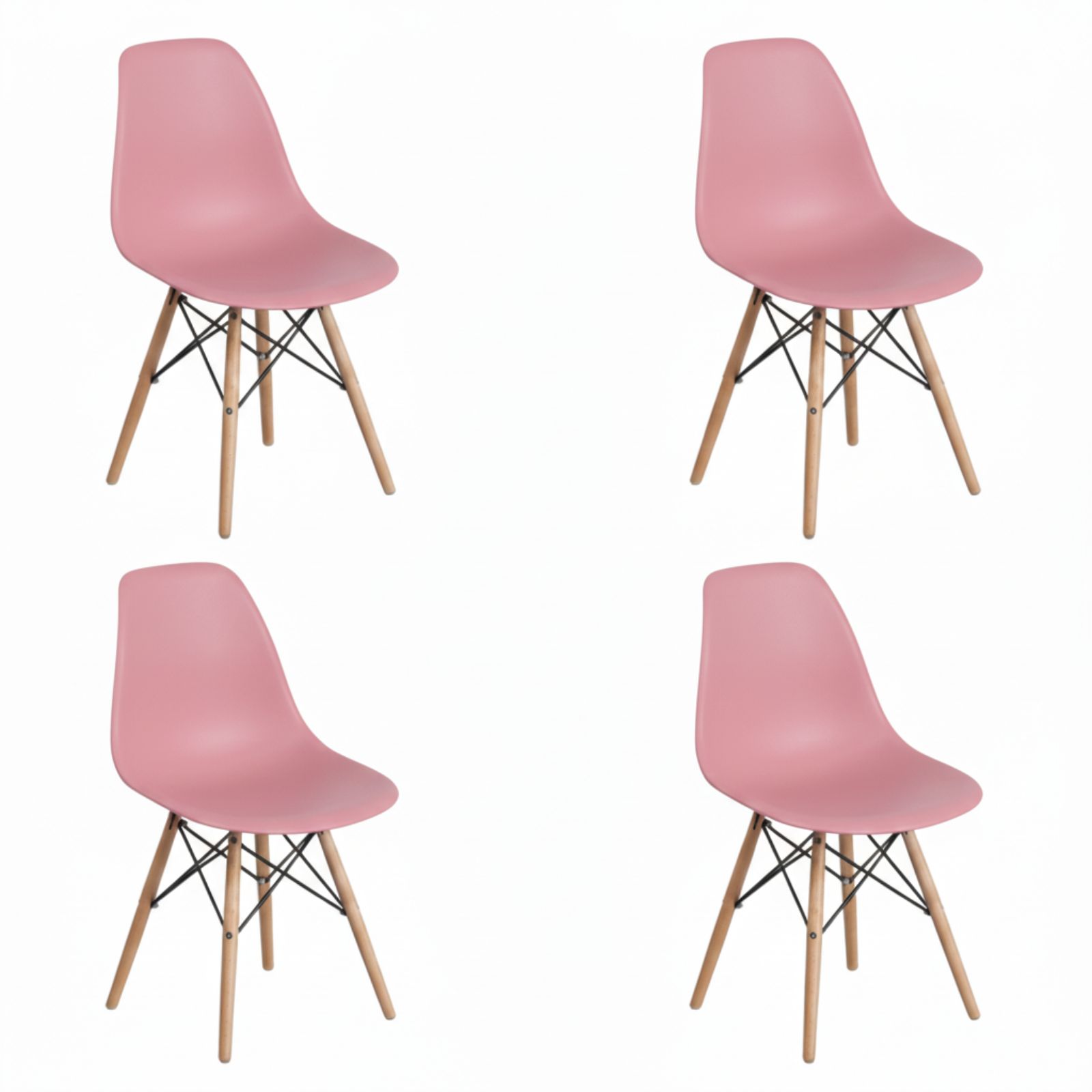DASCK Pack 4 Sillas Nórdicas | Madera Haya | Polipropileno Ergonómico | 120 kg | Comedor Cocina Salón