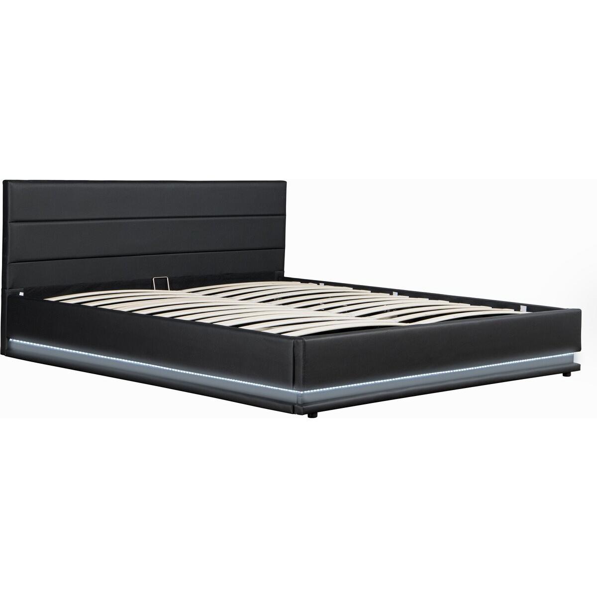 Habitat y Jardin - Cama con LED "Anastasia"- 180 x 200 Negro
