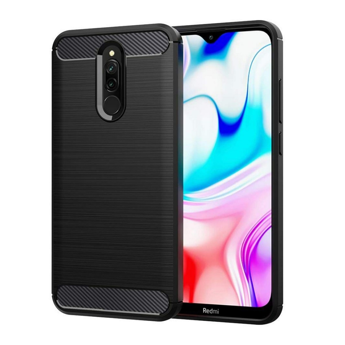 Tumundosmartphone Funda Gel Tpu Tipo Carbon Negra para Xiaomi Redmi 8