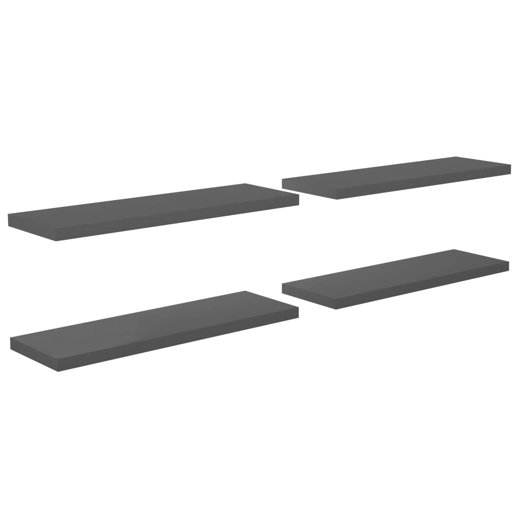 vidaXL Estantes flotantes pared 4 MDF 120x23,5x3,8 cm Blanco brillante, negro brillante, gris brillante Mueble Almacenaje Estantería para Oficina, Estudio, Dormitorio Estantería/Librería/ mueble de Almacenamiento