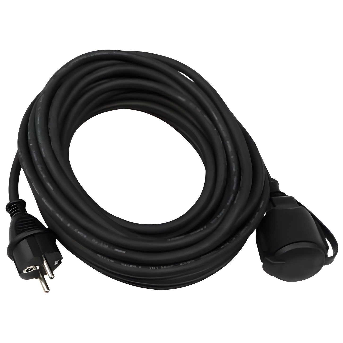 REV 0065109 Extension Cord 10m Black 230V with 16A Max Current, CE Certified, ideal cable extender for versatile applications, perfect for travel EU and universal use.
