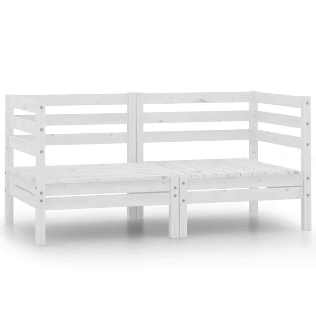 vidaXL Sofá de jardín 2 plazas madera maciza pino en color Blanco/Marrón miel/Negro y más