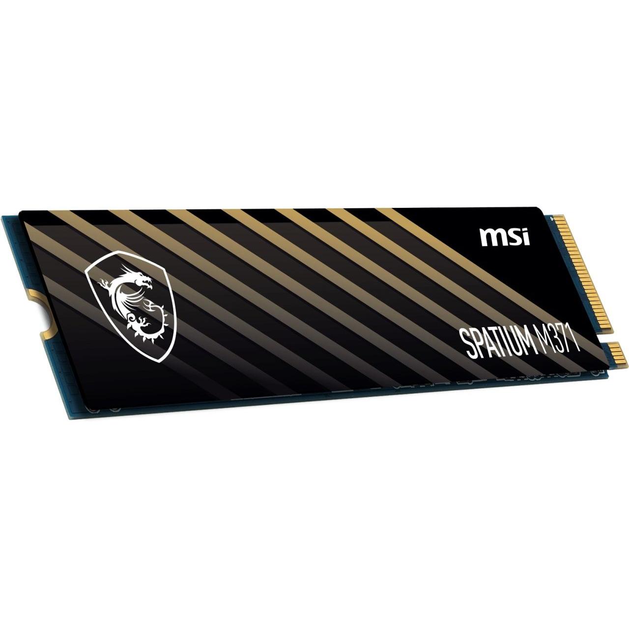 MSI - Disco Duro Interno SSD SPATIUM M371 M2 NVMe 500GB con velocidad de lectura hasta 2200 MB/s y escritura 1150 MB/s, tecnología 3D NAND, encriptación hardware y compatibilidad S.M.A.R.T. para PC y laptop