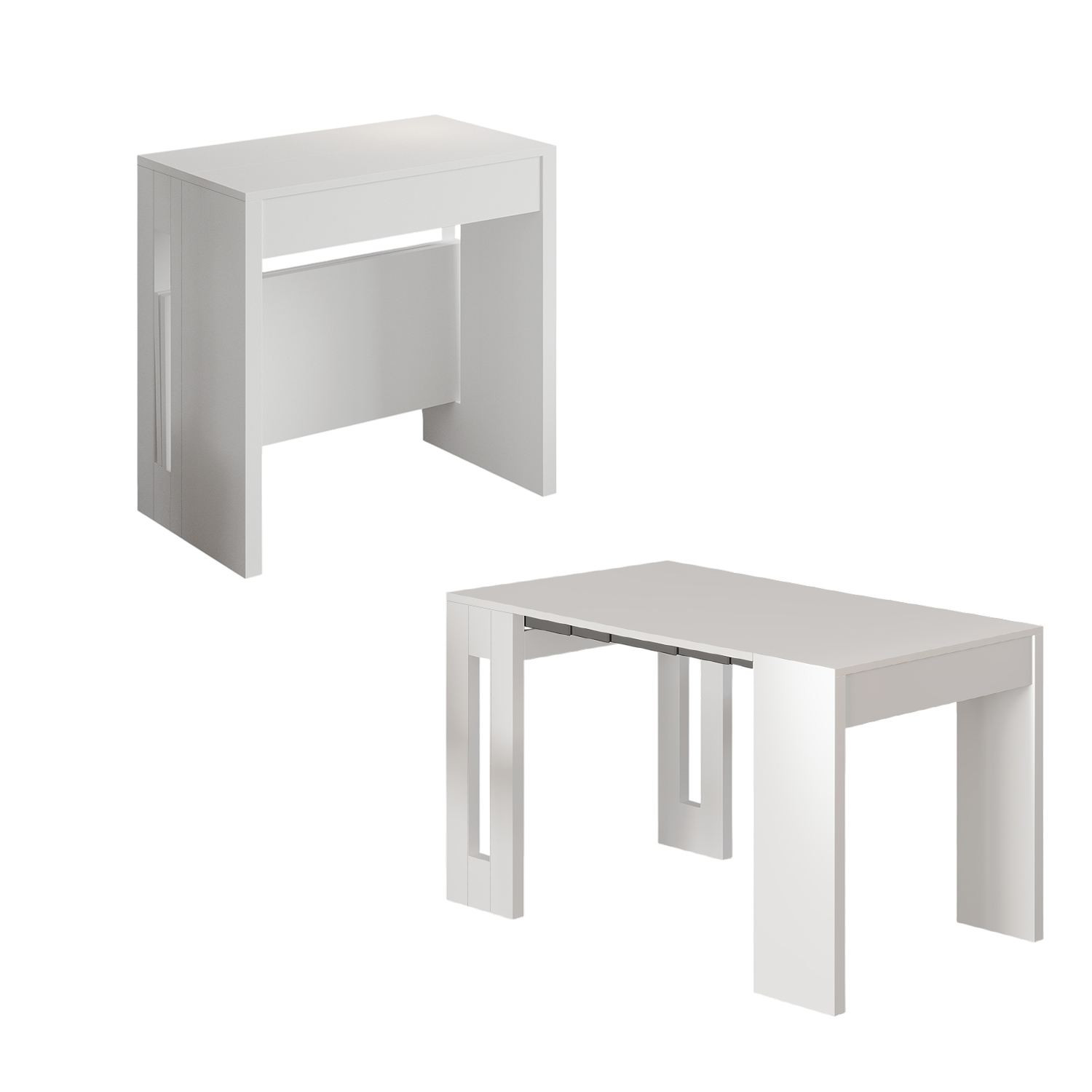 Habitat y Jardin - Mesa de comedor extensible de madera "Nivo" - 80 x 44 x 76 cm - Blanco