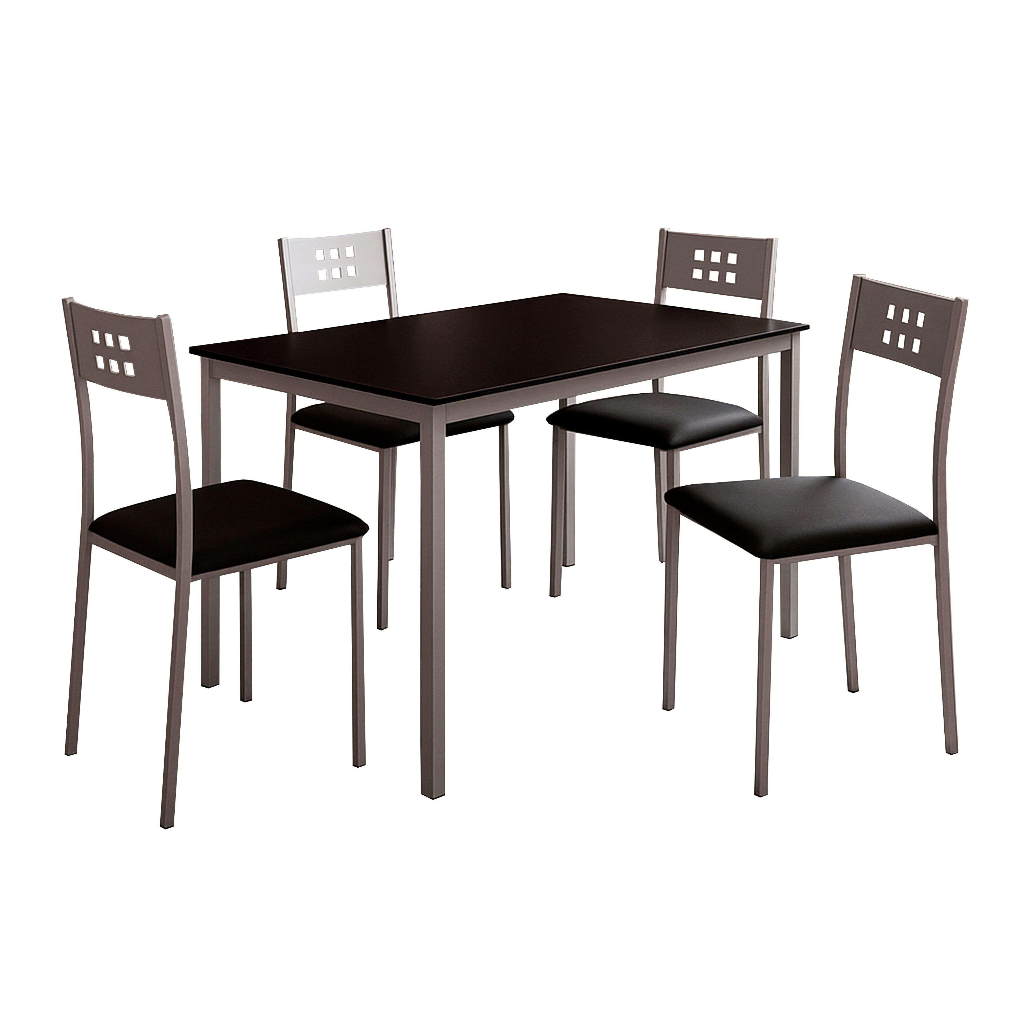 Miroytengo Juego de Comedor Mesa y 4 Sillas, Juego de Mesa Fija y 4 Sillas Cocina, Mesa Cristal Rectangular Negro