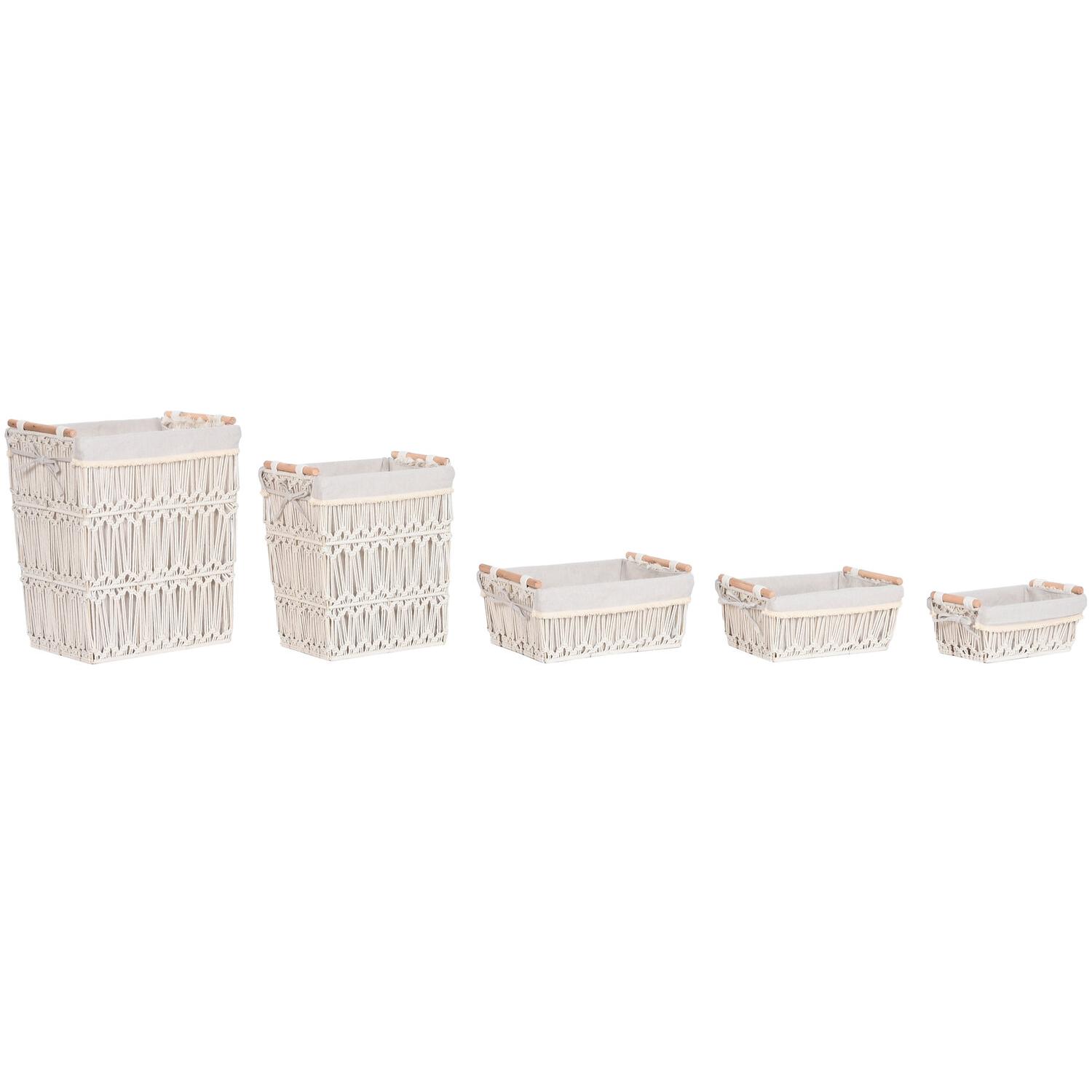 CESTA ROPA SET 5 MACRAME METAL 41X31X49 BLANCO DC213770 - EL MEJOR COMPLEMENTO PARA TU HOGAR FIJALO