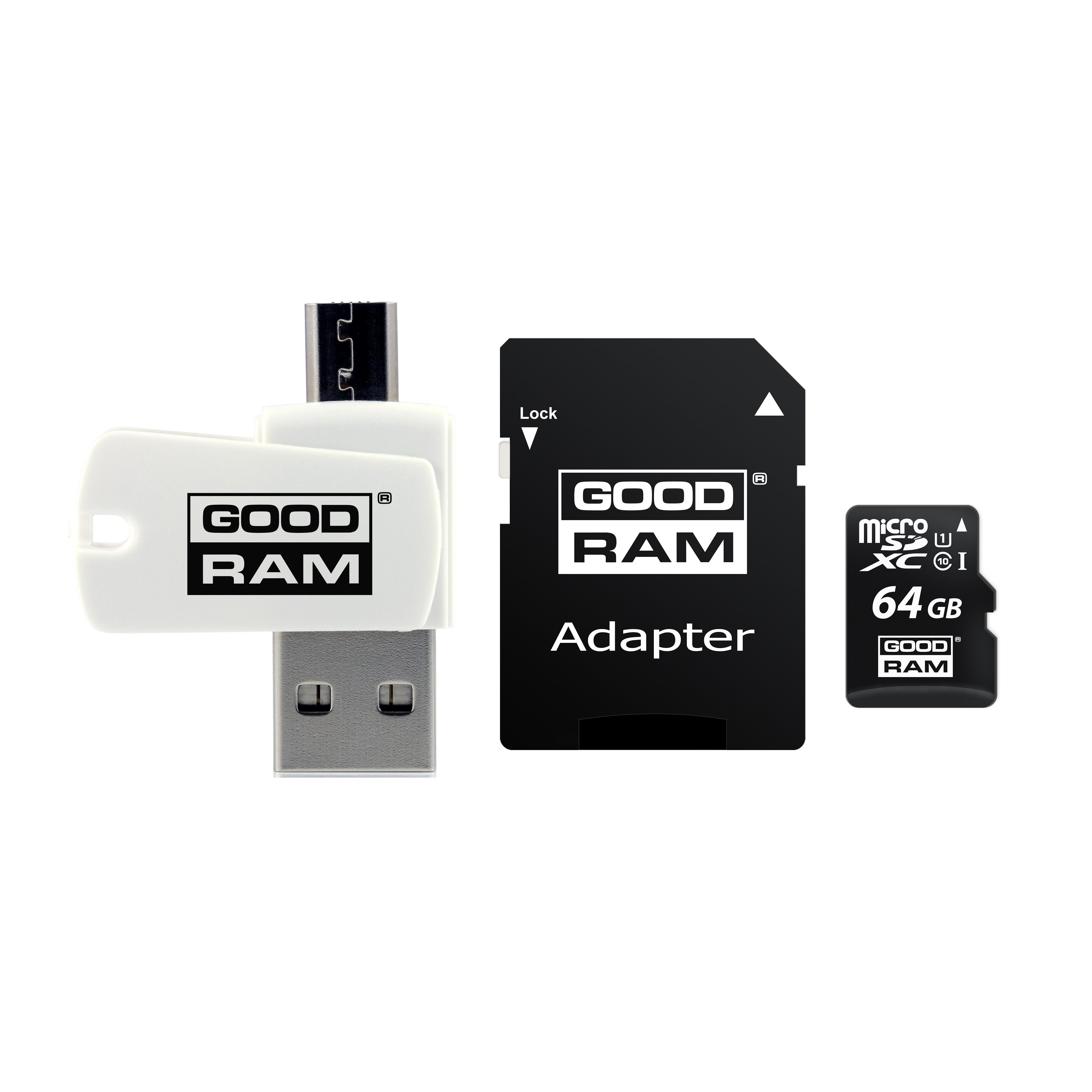Goodram microsdhc (64 gb, class 10, uhs i) + adapter + card reader