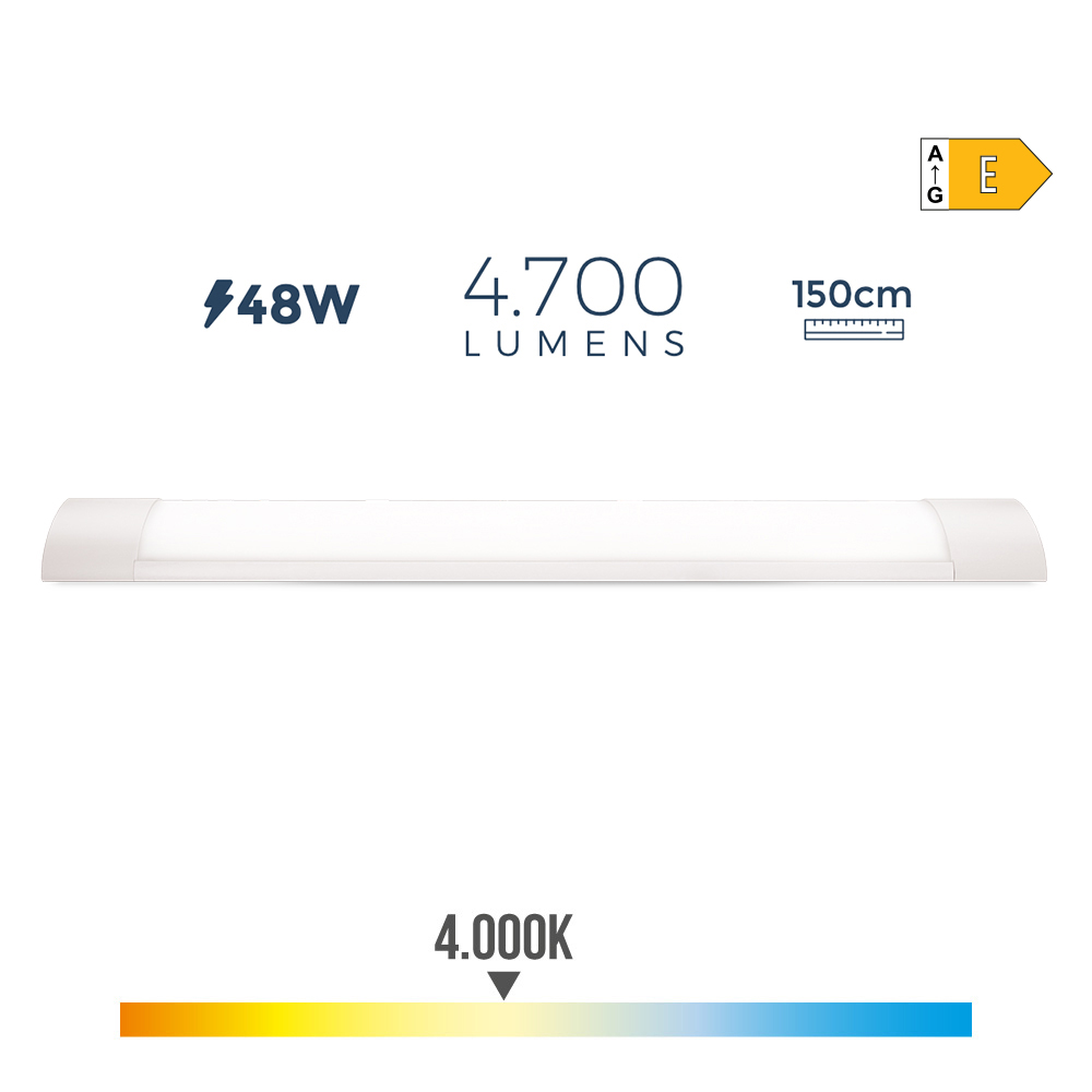 Regleta Electrónica LED 48W 4000K Luz Día 4700lm 12x150x3,1cm EDM