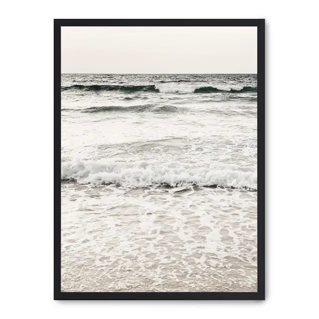 Cuadro seashore vi 30x40cm, Póster impreso en papel de primera calidad de 180gr, montado sobre marco de madera MDF acabado en negro., Naturaleza - Playa