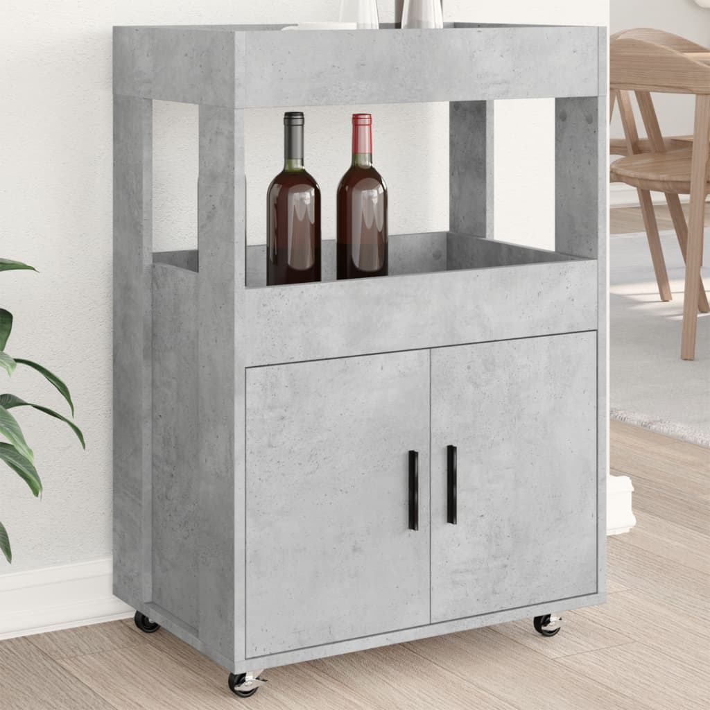 vidaXL Carrito de bar madera de ingeniería 60x39,5x89 cm en color Gris hormigón/Blanco/Gris sonoma y más