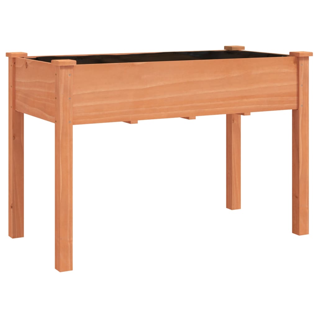 vidaXL Jardinera con forro madera maciza de abeto 118x59x76 cm Color Marrón claro,  Marrón,  y mas