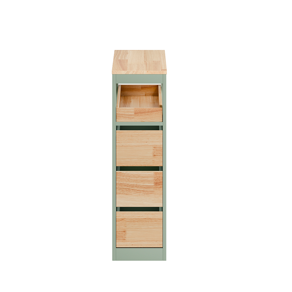 SoBuy Mueble auxiliar de baño verde menta con 4 ruedas y 3 cajones | 23x65x82 cm