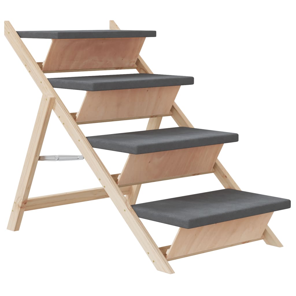 vidaXL Escalera para Perros Rampa Escalón Plegable Madera Maciza de Abeto Gris Dimensiones 120 x 30 cm,  70 x 35 cm,  105 x 47 cm y mas