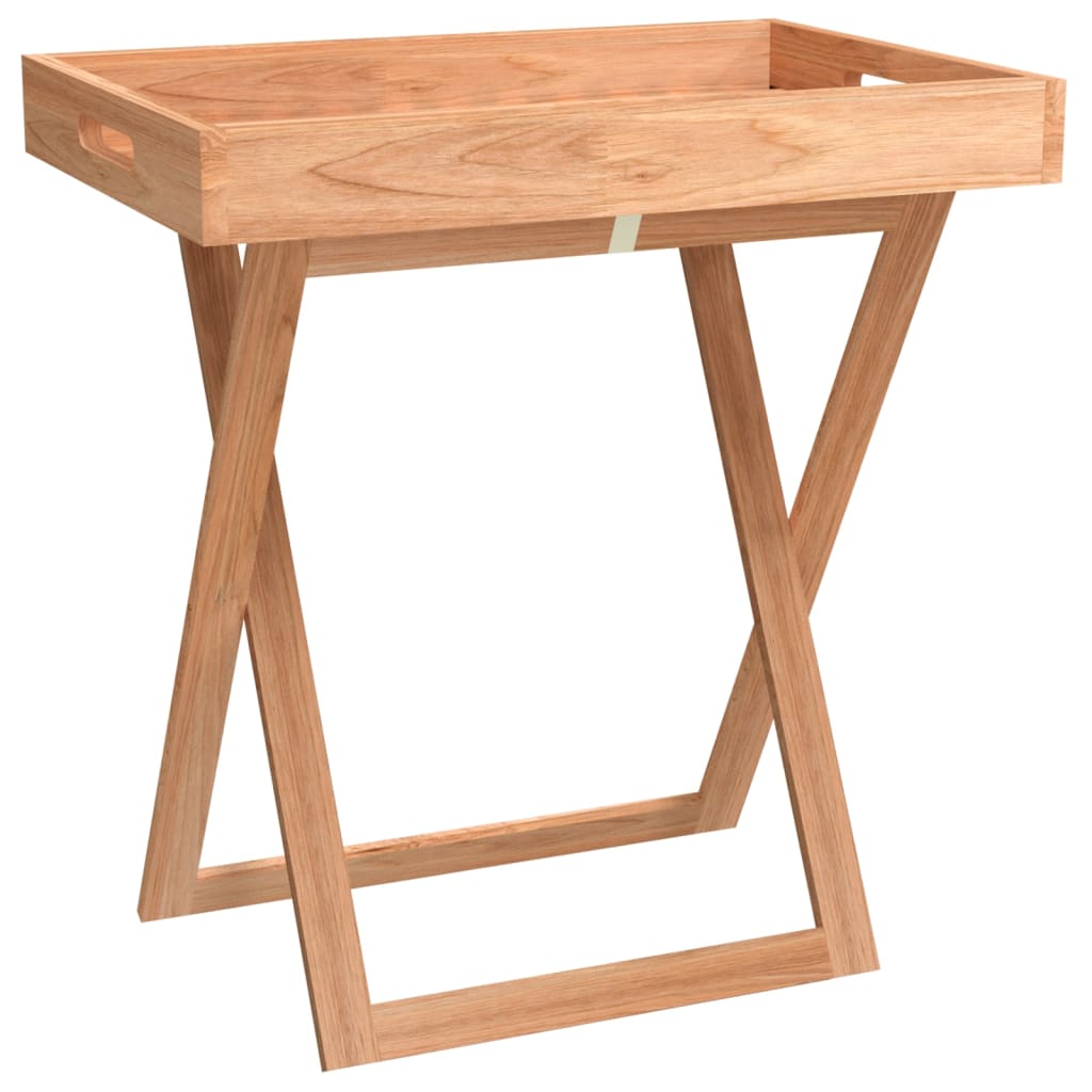 vidaXL Mesa bandeja plegable madera maciza nogal 52x36x56,5 cm