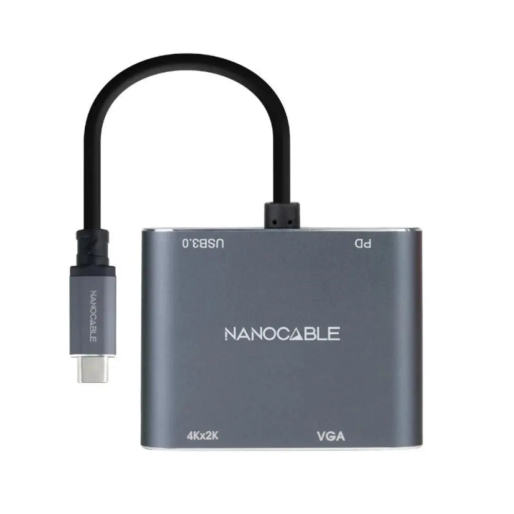 Nanocable Conversor USB-C a HDMI/VGA/USB3.0/PD 15 cm Gris