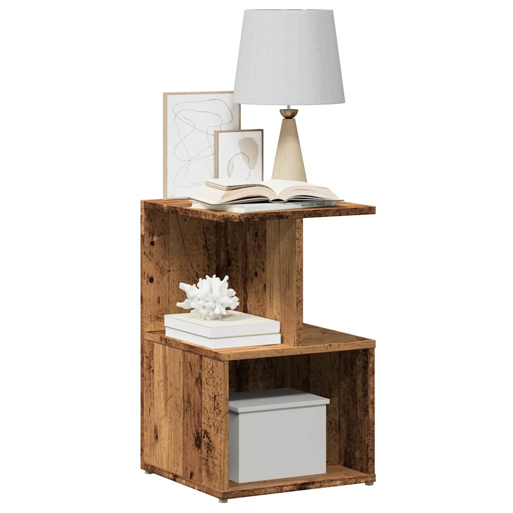 vidaXL Mesitas noche 2uds madera contrachapada madera vieja 35x35x55cm en color Madera antigua/Roble artisan/Marrón roble y más | estructura resistente ideal para salón dormitorio o estudio