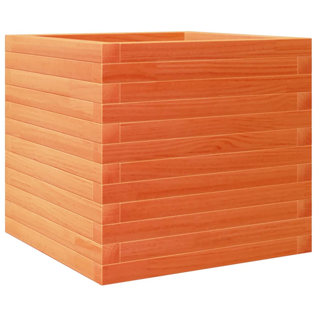 vidaXL Jardinera madera maciza de abeto 50x50x45,5 cm Color Pino natural,  Blanco,  Marrón cera y mas