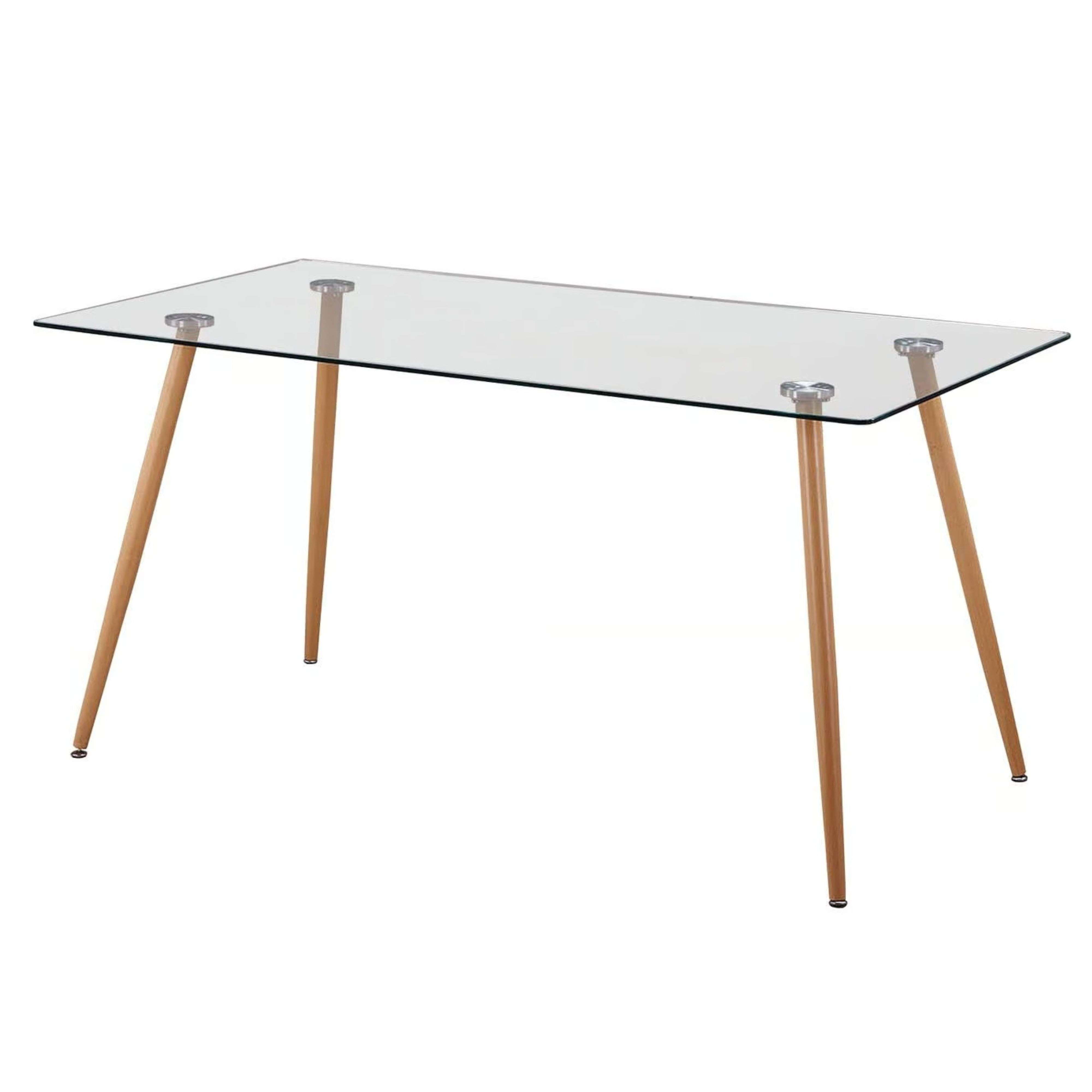 Miroytengo Mesa de comedor Kler para comedor estilo moderno en color Roble Sonoma con cristal y metal, medidas 140x75x80 cm