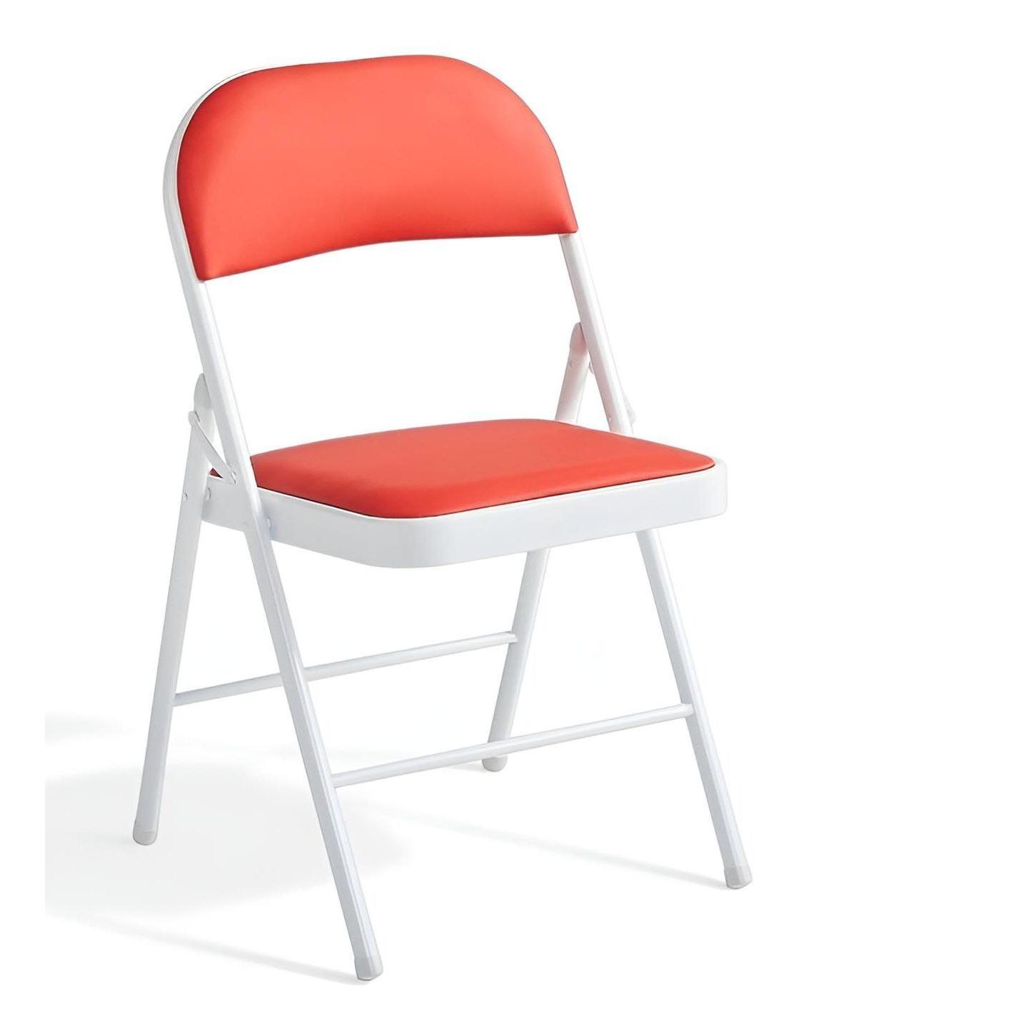 ORION91 Silla ELARA Plegable (46x46x79 cm) Metal Blanco y Asiento Acolchado Piel Sintética ROJO Cocina Comedor Jardín Camping  - SpazioLuzio