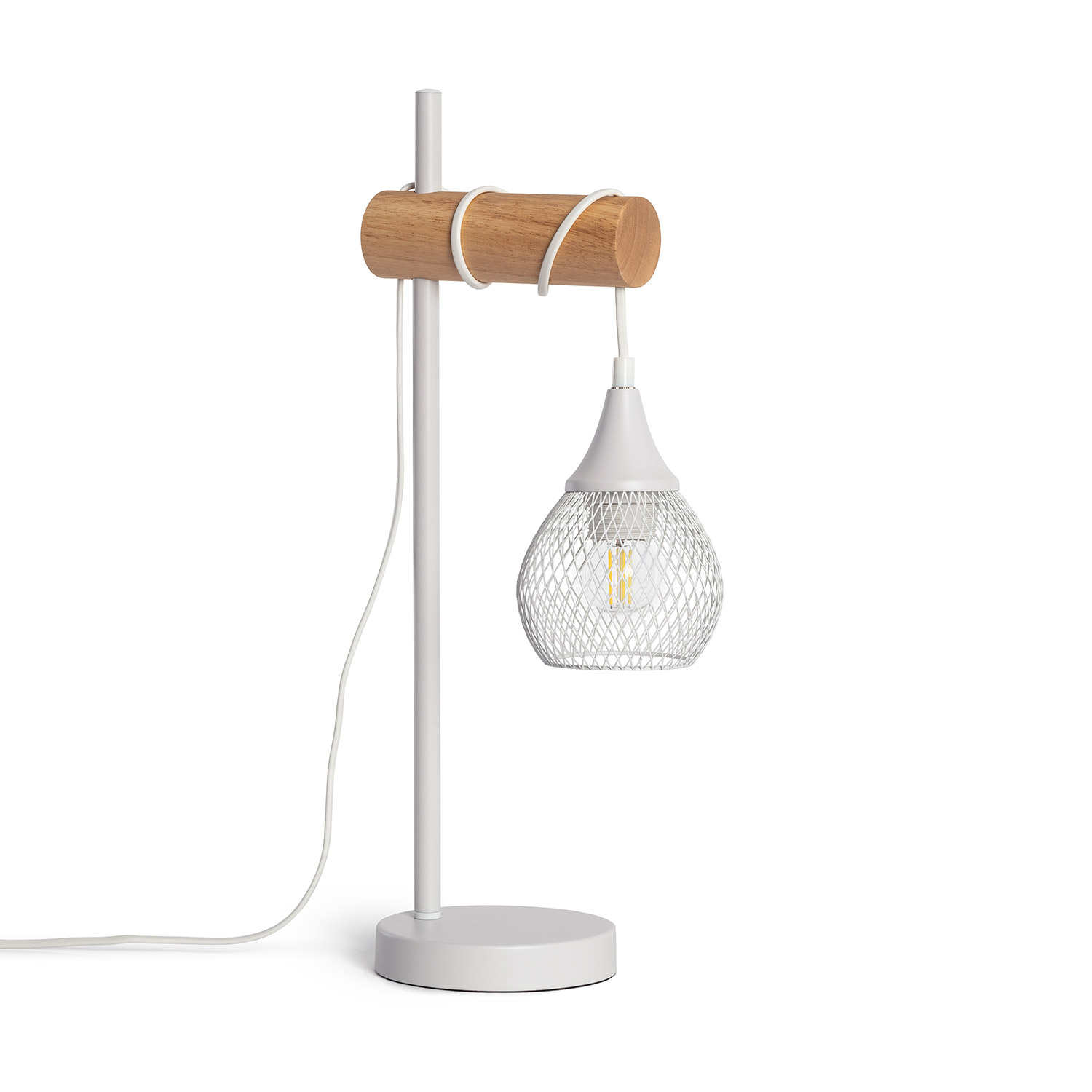 Ledkia Lámpara de Mesa de Metal y Madera Monah ILUZZIA - Diseño Único y Elegante