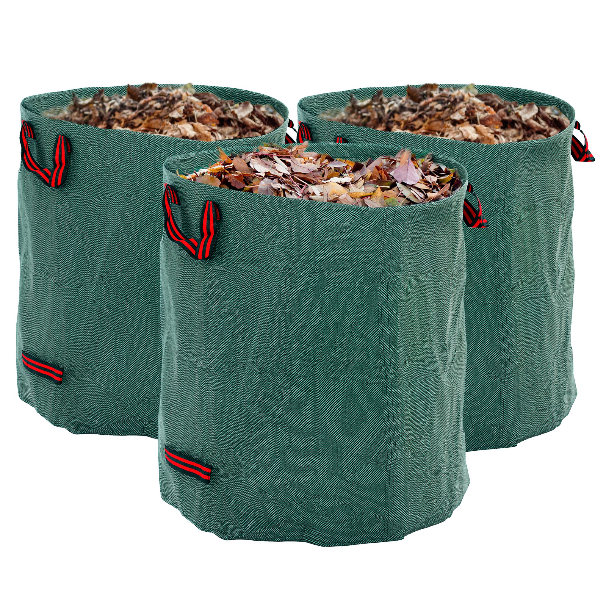 Outsunny Set de 3 Bolsas de Basura de Jardín 272L Bolsas para Residuos Resistentes con Asas Reforzadas y Aros Flexibles Plegables y Reutilizables