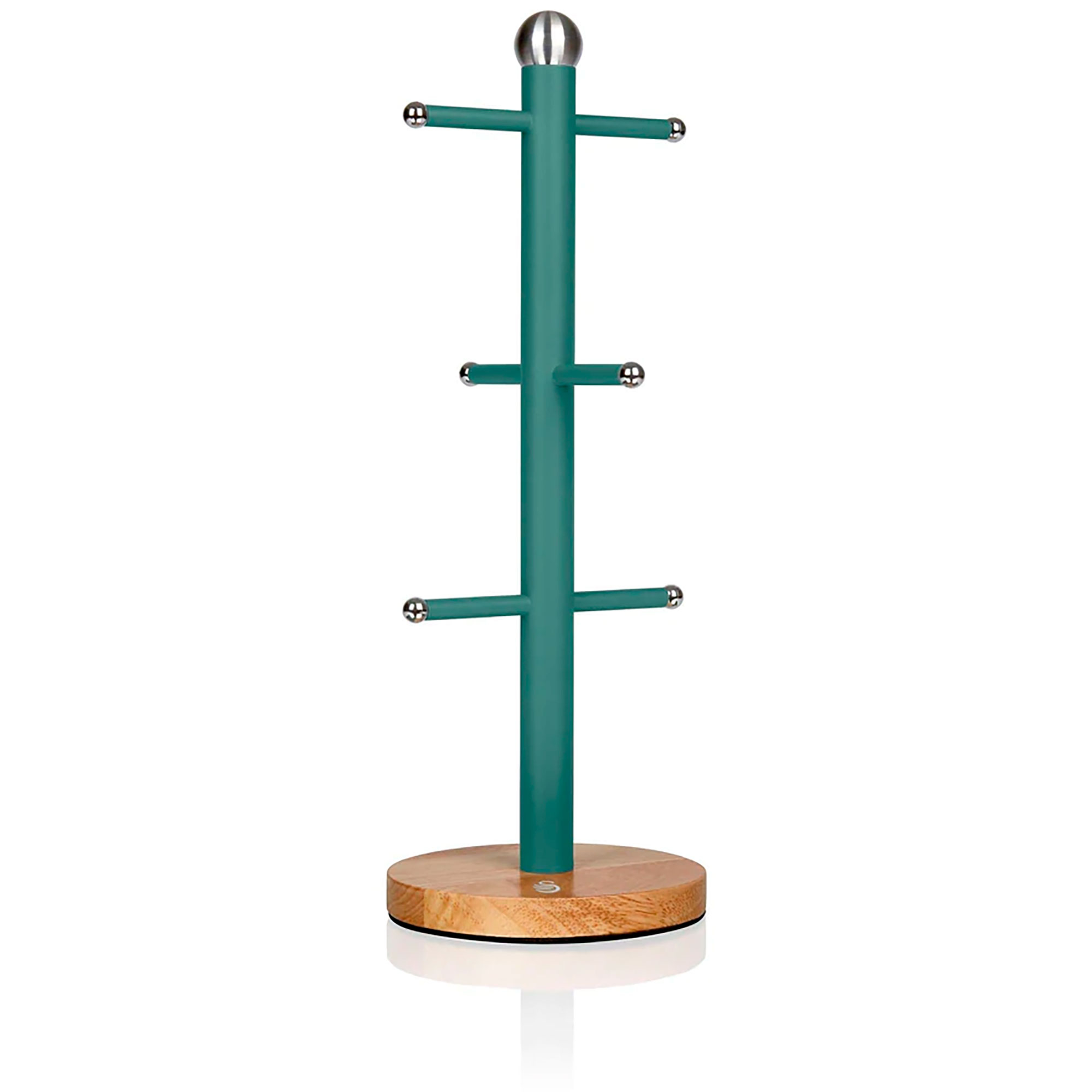 SWAN Nordic Nordic Porta Tazas Soporte Almacenamiento 6 Tazas Café, Acero al Carbono, Base Bambú, Moderno, , Verde