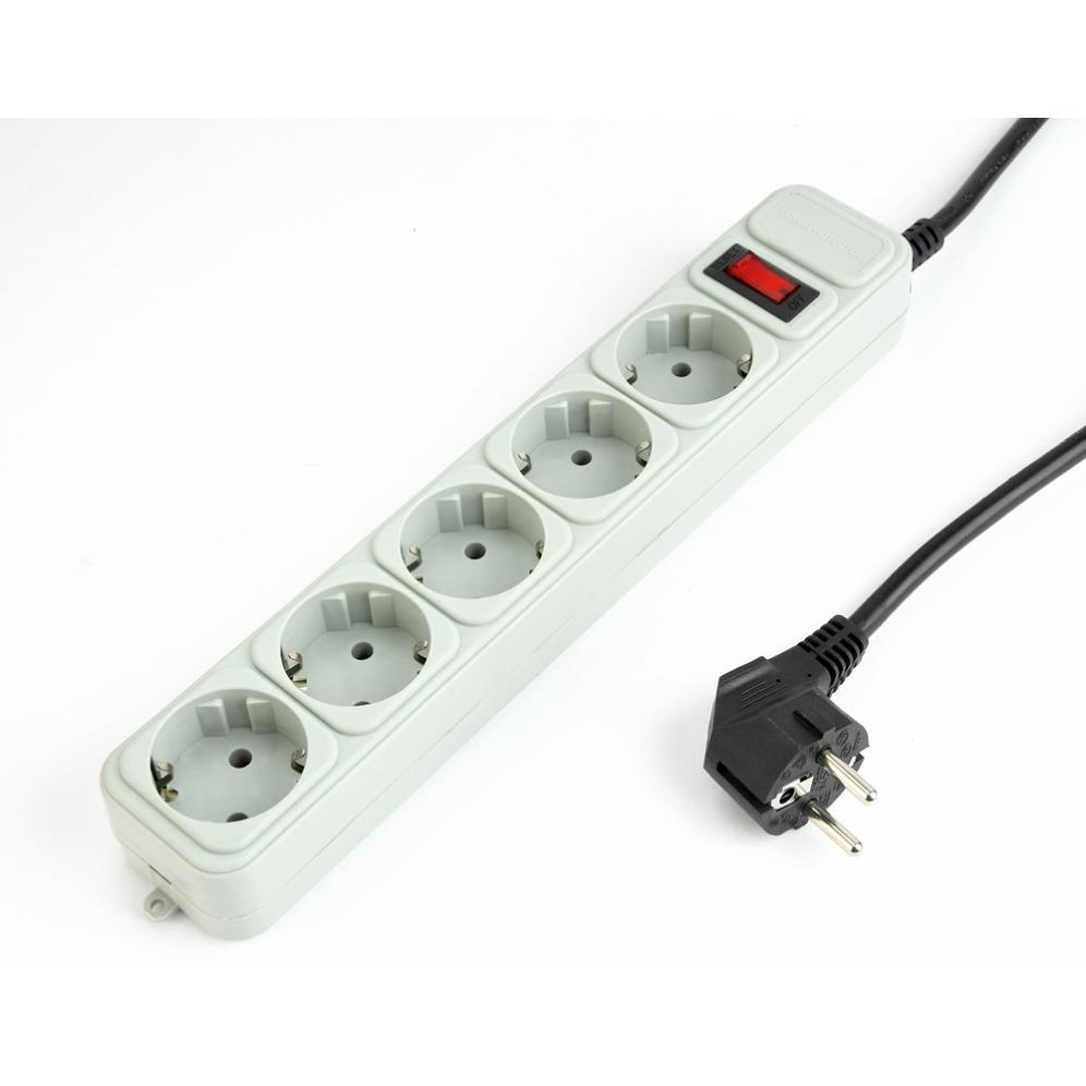 Regleta Gembird SPG3-B-10C 5 tomas 3m protección sobretensiones interruptor 16A 250V
