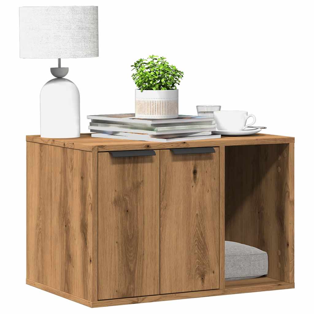 vidaXL Mueble arenero de gatos madera ingeniería 60x40x40 cm en color Negro/Gris hormigón/Madera antigua y más | almacenamiento funcional diseño moderno para baño dormitorio sala