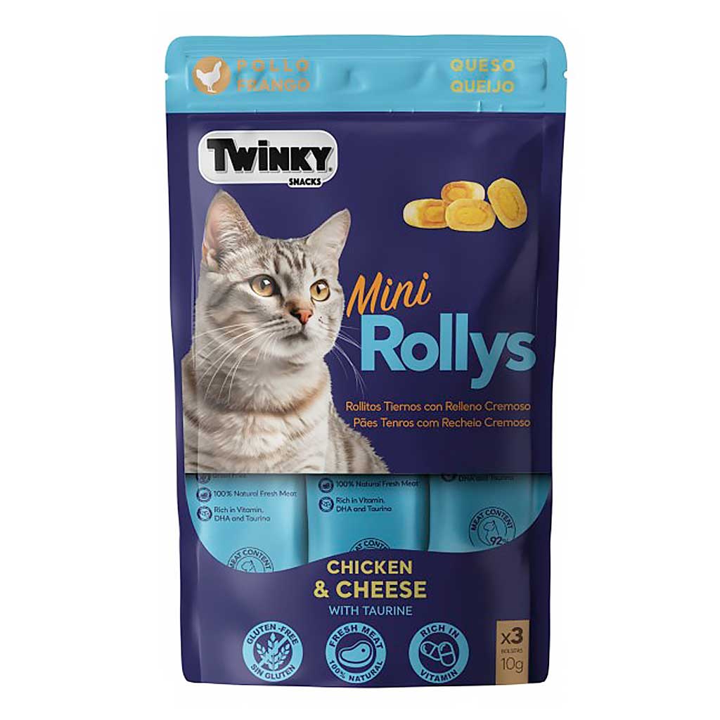 Twinky Barritas Gatos Pollo y Queso | Mini Rollys 3x10g