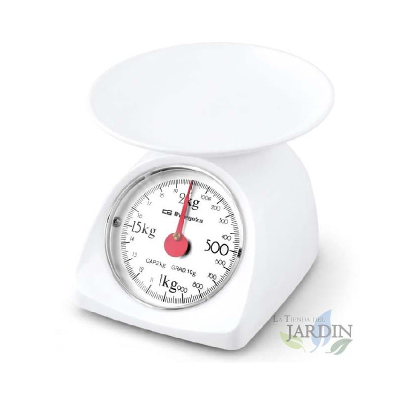 SUINGA Bascula de Cocina 2Kg - Graduación 10 gr | Peso de Cocina Mecánico | Bascula de Cocina | Peso Alimentos Cocinar
