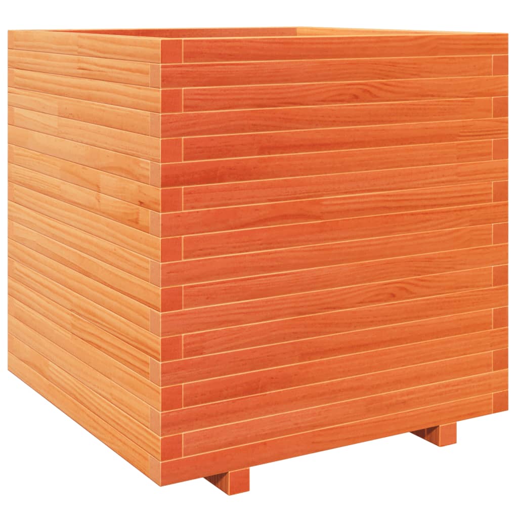 vidaXL Jardinera madera maciza de pino 70x70x72,5 cm Color Pino natural,  Blanco,  Marrón cera y mas