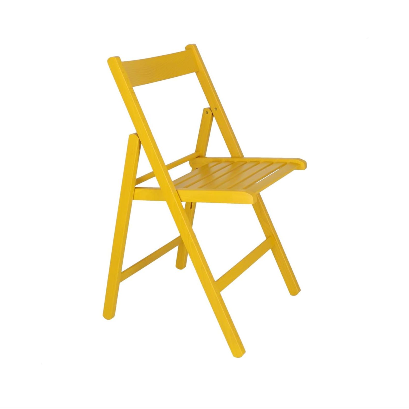 ORION91oficial® - Silla Plegable | Base en Madera de Haya | Medidas L.43 x F.43 x H.79cm | Amarillo - spaziOrion91