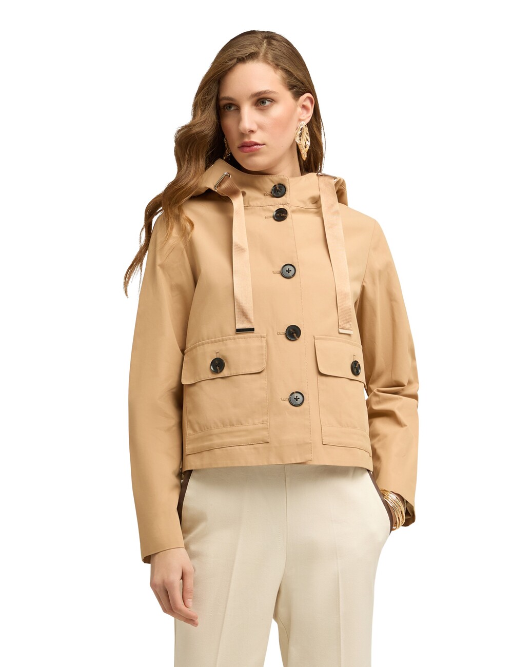 Motivi - Parka corto de mezcla de algodón con capucha