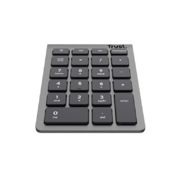 Trust Xalas Teclado Numérico Inalámbrico para PC Portátil y Ordenador, Numpad 22 Teclas, Receptor USB 2,4 GHz, Mini Teclado Portátil, Cálculo de Números Oficina Contabilidad Datos, Plata